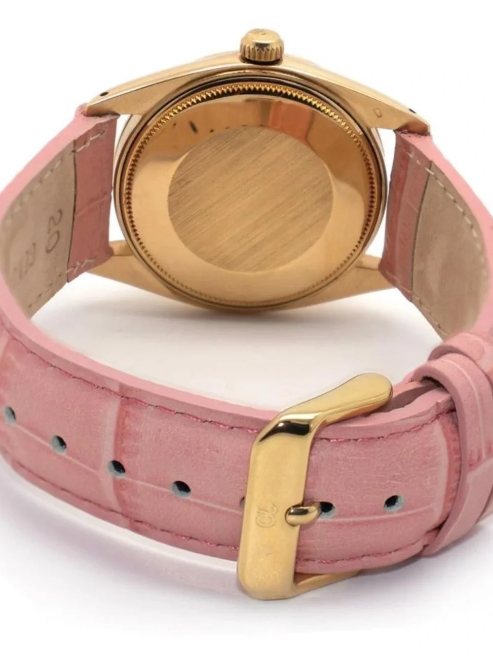 Rolex Watch Oyster perpetual date vintage gold 34mm pink dial ref 1510 18k gold